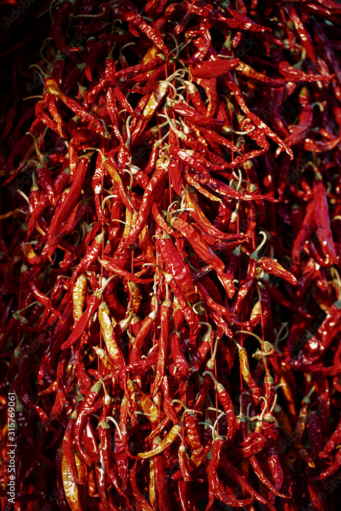 Fototapeta premium close up of dried red hot pepper