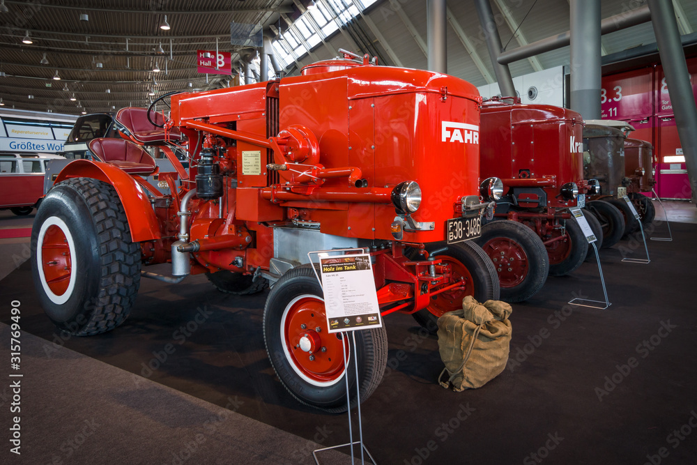 STUTTGART, GERMANY - MARCH 18, 2016: The tractor Fahr HG25 Holzgas (wood gas  generator), 1943. Europe's greatest classic car exhibition "RETRO CLASSICS"  Stock Photo | Adobe Stock