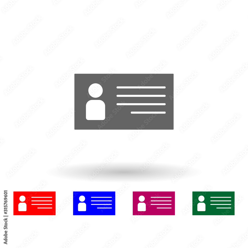 Employee card multi color icon. Simple glyph, flat vector of web icons for ui and ux, website or mobile application Employee card multi color icon. Simple glyph, flat vector of web icons for ui and ux, website or mobile application