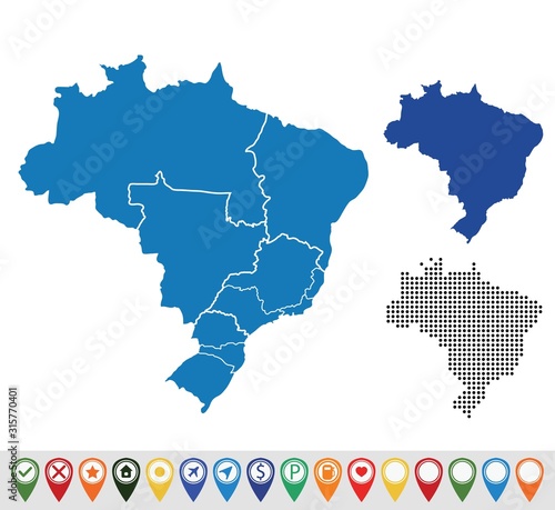 Set outline maps of Brasilia