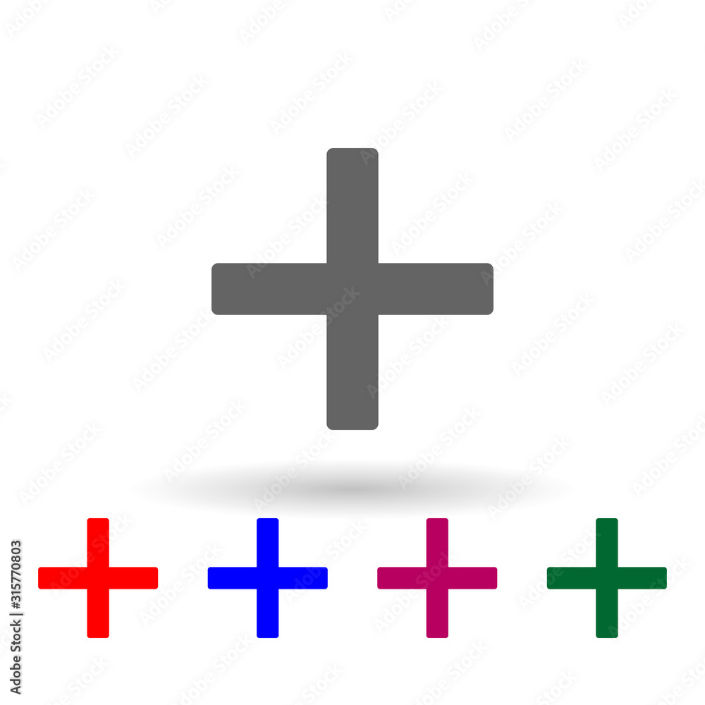 Plus sign multi color icon. Simple glyph, flat vector of web icons for ui and ux, website or mobile application Plus sign multi color icon. Simple glyph, flat vector of web icons for ui and ux, website or mobile application