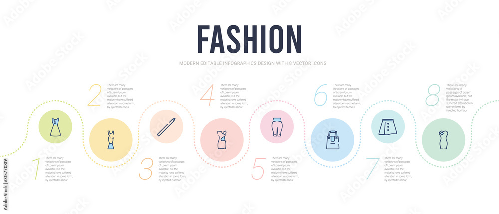 fashion concept infographic design template. included female dress, skirt with white lining, fashionable hand bag, skirt black short, female sexy dress, eyeliner pencils icons fashion concept infographic design template. included female dress, skirt with white lining, fashionable hand bag, skirt black short, female sexy dress, eyeliner pencils icons