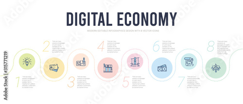 digital economy concept infographic design template. included hierarchical structure, bill, money, balance, loss, checkbook icons