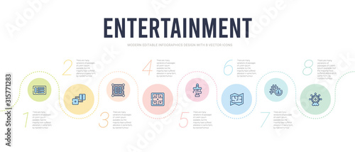 entertainment concept infographic design template. included magic board games, snakes and ladders, board game map, board game blocks, parchis, mill game icons photo