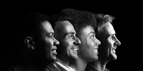 Portraits of people in front of a black background