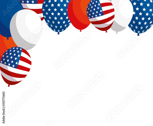 Isolated usa balloons vector design