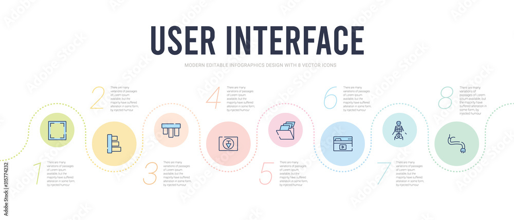 user interface concept infographic design template. included wiring, anatomy class skeleton, video in browser, data folder, bottom, top alignment icons user interface concept infographic design template. included wiring, anatomy class skeleton, video in browser, data folder, bottom, top alignment icons