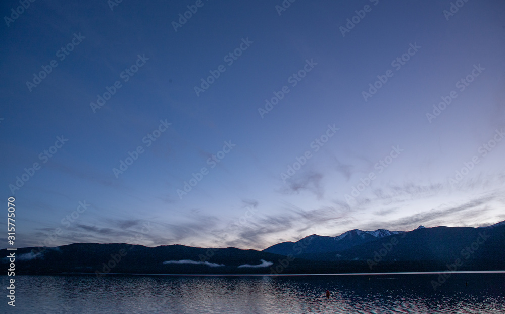 Lake Te Anau. Sunset. Twilight. . Fjordland. South Island New Zealand.