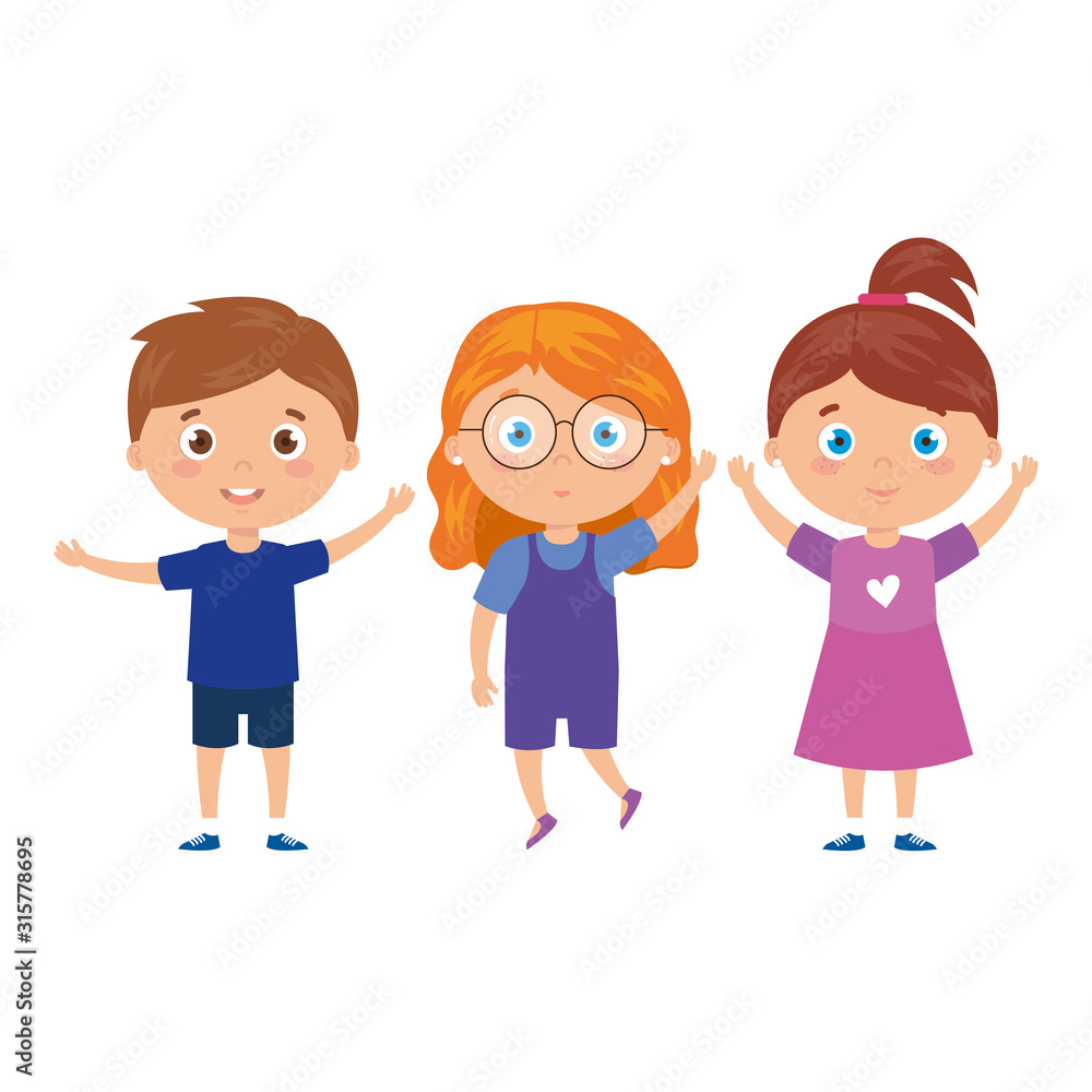 children standing on white background children standing on white background