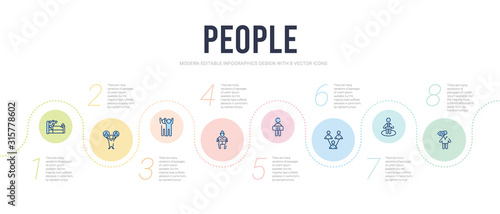 people concept infographic design template. included speaking clerk, people location, network worker, yes, rikishi, fans icons