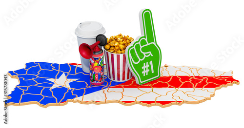 Sport fans in Puerto Rico concept, 3D rendering