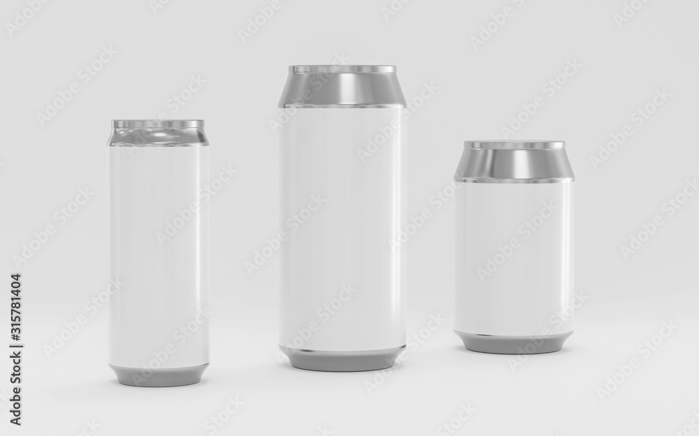 aluminum soda cans mockup, blank can with copy space for your content, 3d illustration render aluminum soda cans mockup, blank can with copy space for your content, 3d illustration render