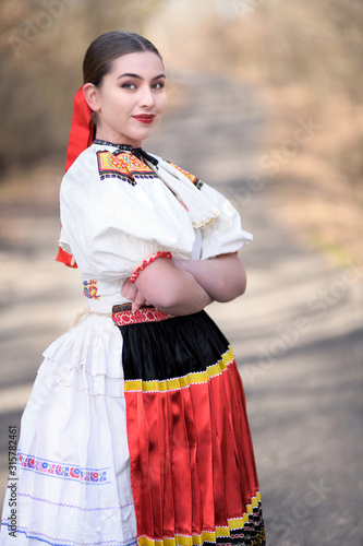 Slovakian folklore Traditional woman costume. 