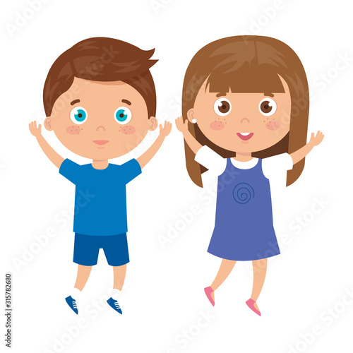 children standing on white background