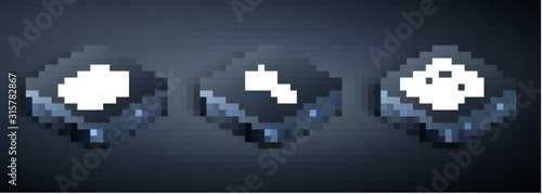 Set Isometric Cryptocurrency wallet, Safe and Cryptocurrency key icon. Vector