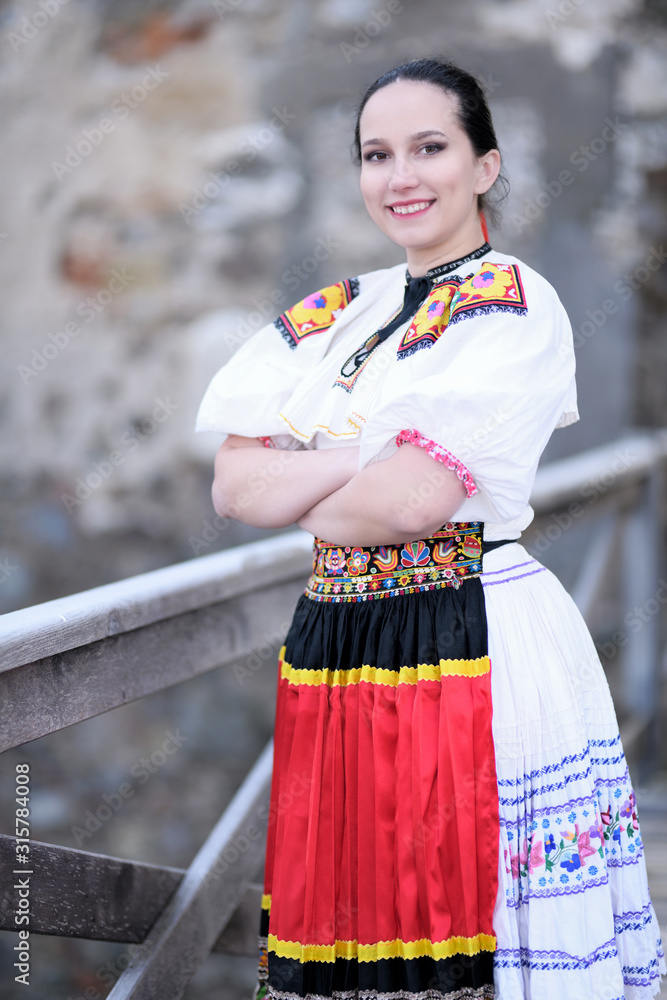 Slovakian folklore Traditional woman costume. 