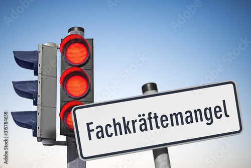 Cuadro en lienzo Signal auf Rot, Fachkräftemangel, (Symbolbild)