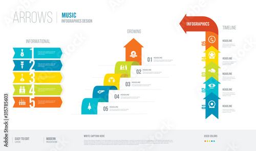 arrows style infogaphics design from music concept. infographic vector illustration