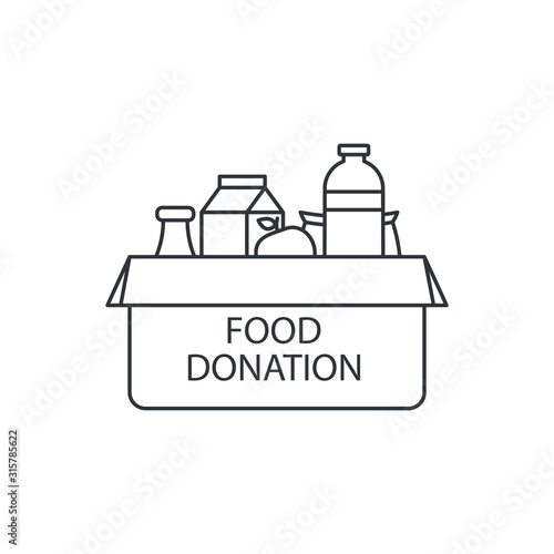 Food donation icon line style isolated on white background. Vector illustration
