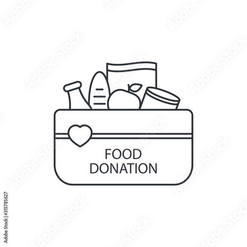 Food donation icon line style isolated on white background. Vector illustration