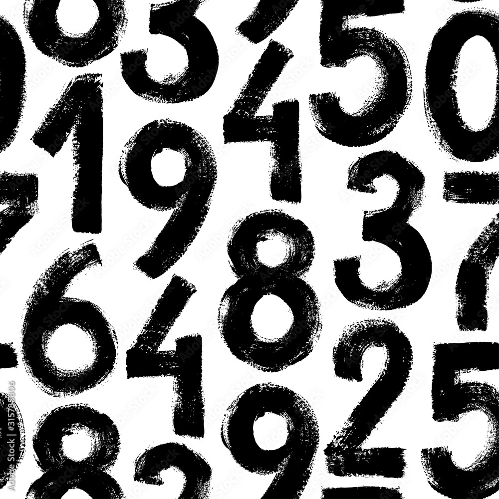 Grunge numbers vector seamless pattern. Grunge dirty painted numbers background. Monochrome vector abstract background. Grunge numbers vector seamless pattern. Grunge dirty painted numbers background. Monochrome vector abstract background.