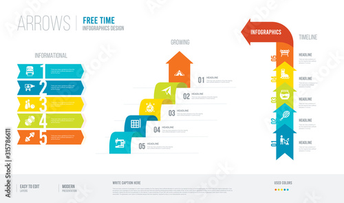 arrows style infogaphics design from free time concept. infographic vector illustration