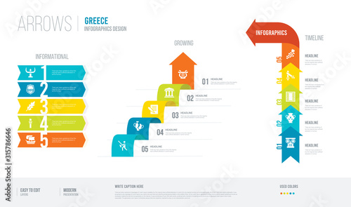 arrows style infogaphics design from greece concept. infographic vector illustration