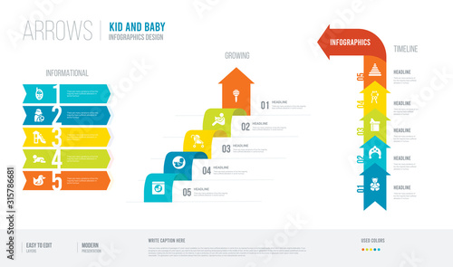 arrows style infogaphics design from kid and baby concept. infographic vector illustration