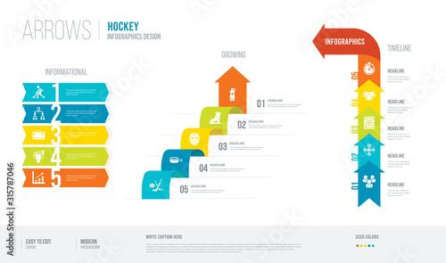 Photography arrows style infogaphics design from hockey concept