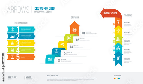 arrows style infogaphics design from crowdfunding concept. infographic vector illustration photo