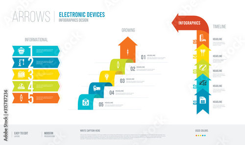 arrows style infogaphics design from electronic devices concept. infographic vector illustration