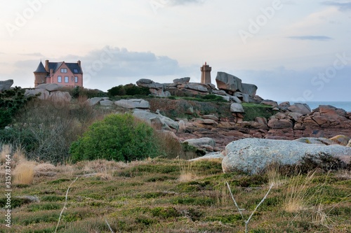 The pink granite coast of Ploumanach in Brittany. France