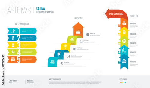 arrows style infogaphics design from sauna concept. infographic vector illustration