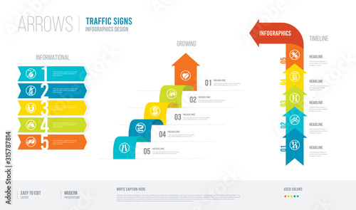arrows style infogaphics design from traffic signs concept. infographic vector illustration