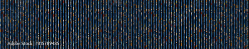 Spliced vector broken stripe border texture. Variegated mottled dotted line banner background. Seamless rough grunge pattern. Distorted masculine ribbon edge. Fashion textile disrupted glitch trim.