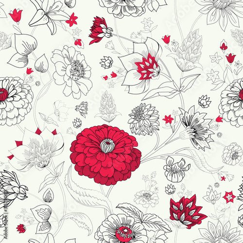 Floral seamless original pattern in vintage paisley style