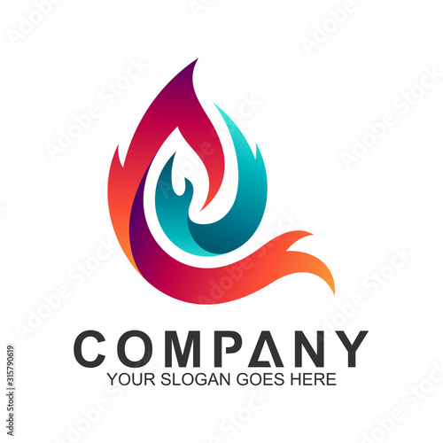 fire logo design template, abstract fire vector