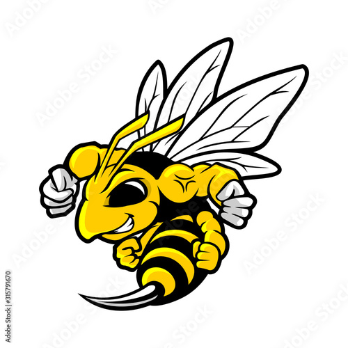 Hornet Bee Mascot Logo Vector