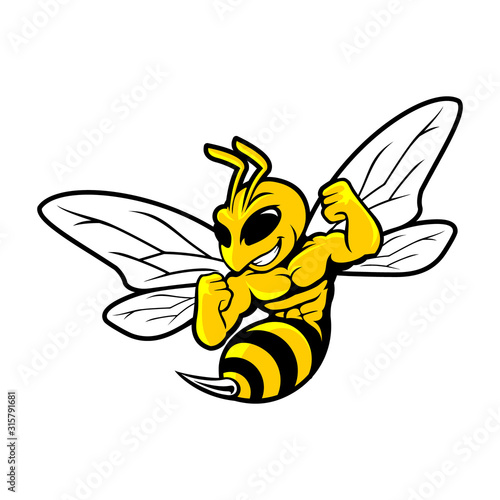 Hornet Bee Mascot Logo Vector