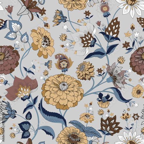 Floral seamless original pattern in vintage paisley style