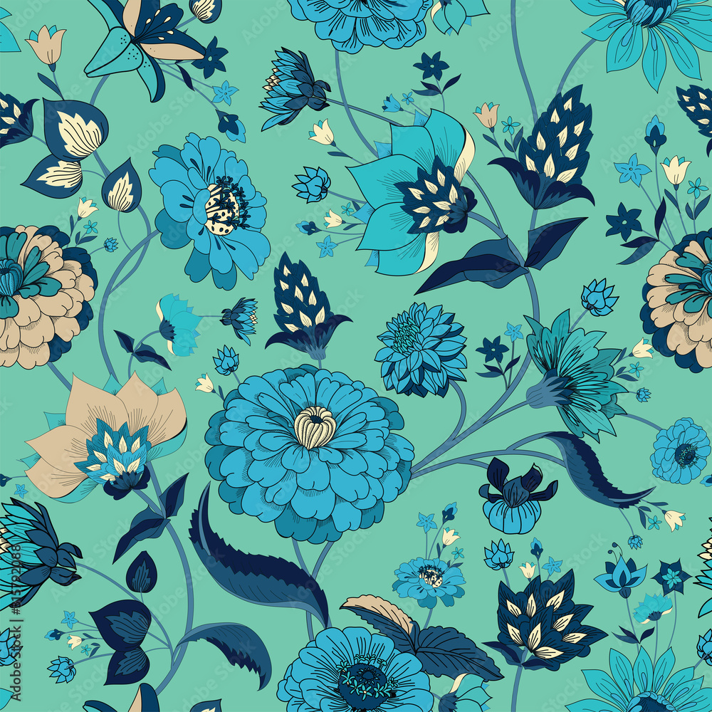 Foto auf Acrylglas mit Nahtloses Original-Blumenmuster im Vintage-Paisley-Stil #315792088