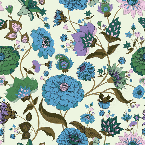 Floral seamless original pattern in vintage paisley style