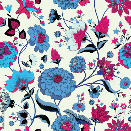 Floral seamless original pattern in vintage paisley style
