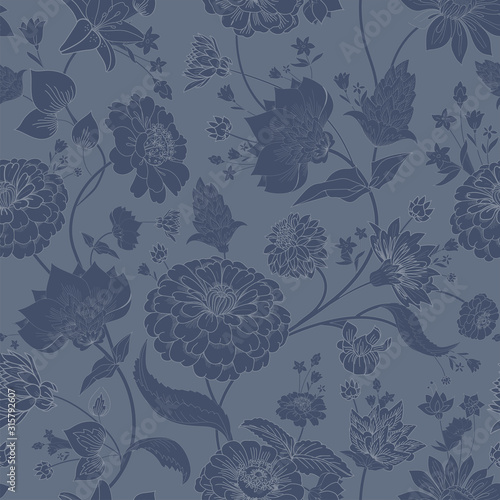 Floral seamless original pattern in vintage paisley style