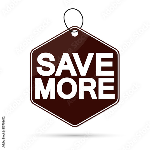 Save more, sale banner design template, discount tag, vector illustration
