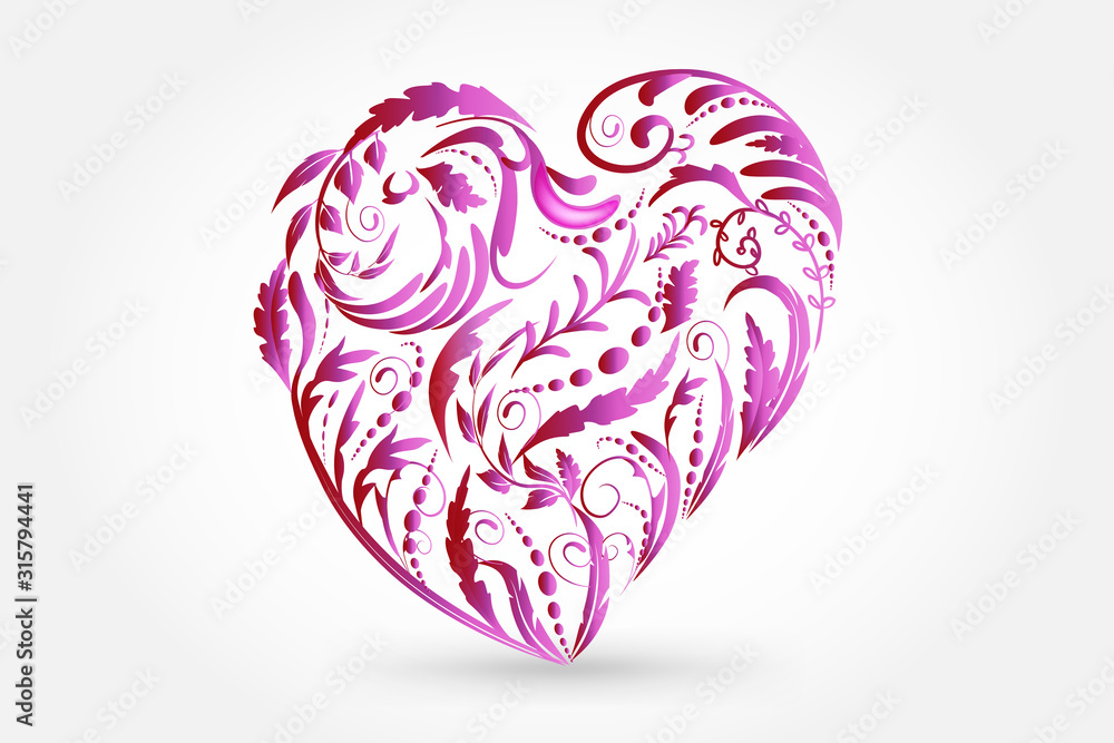 Fototapeta premium Love heart floral logo vector