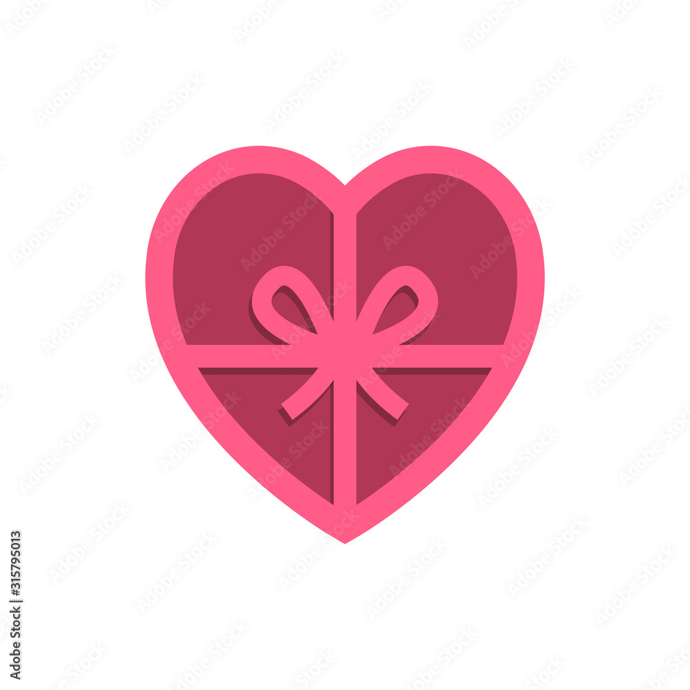 Valentine's day heart box gift. Love present vector illustration. Valentine's day heart box gift. Love present vector illustration.