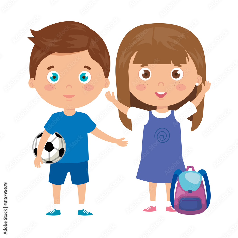 scene children standing on white background scene children standing on white background