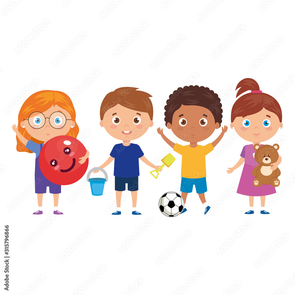 scene children standing on white background scene children standing on white background