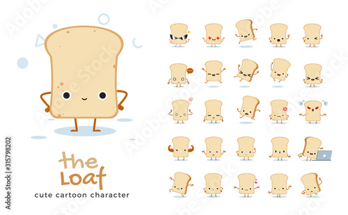 Vector set of cartoon images of Bread Loaf. Vector Illustration.